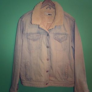 Topshop shearling lined denim jacket